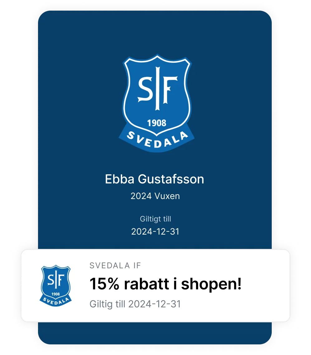 Digitalt medlemskort med erbjudanden i Sportadmin-appen