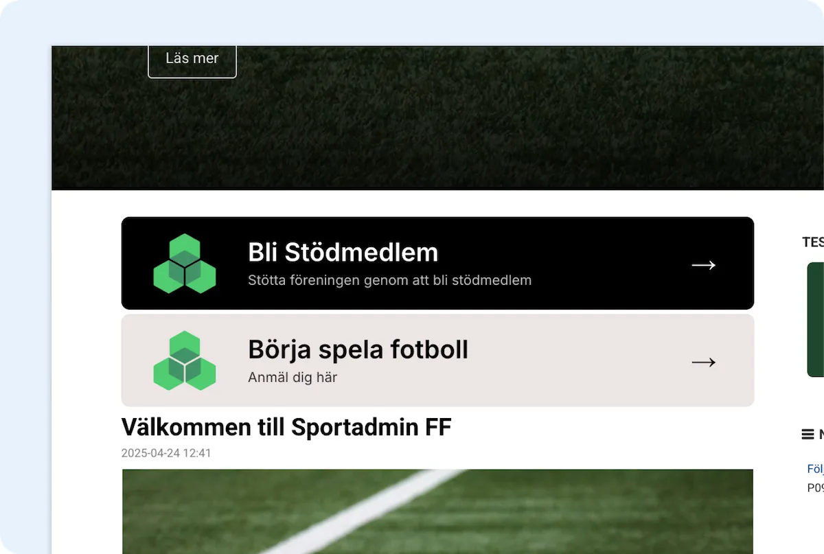 Knappar i hemsideverktyget