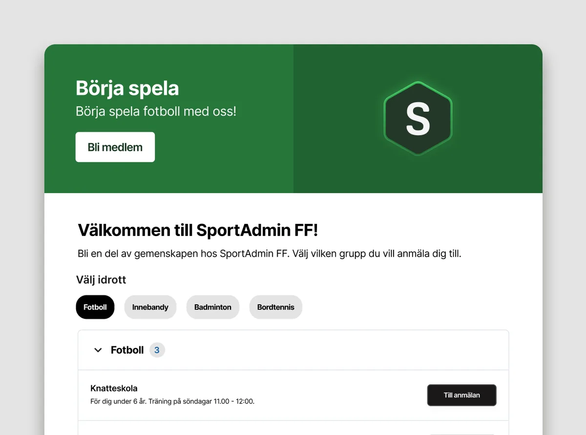 Skräddarsy anmälningssidan, hantera stödmedlemmar  smidigare försäljning av Uppesittarlotten