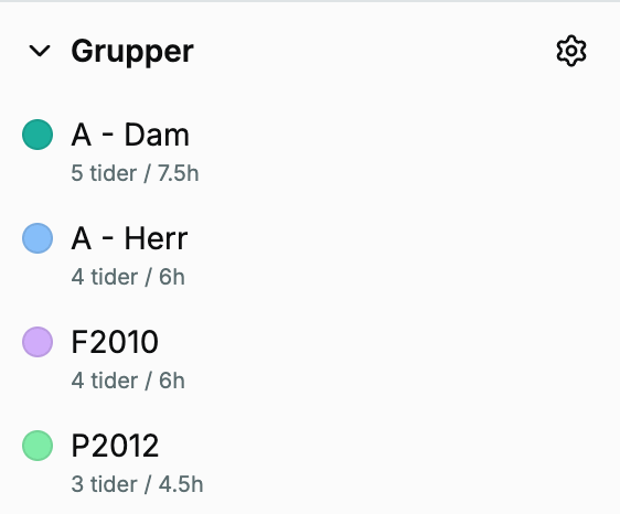 Sidopanelens flik för Grupper i schemat